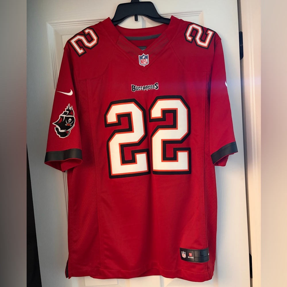 NFL Red Buccaneers #22 Football Jersey with White & Black Accents